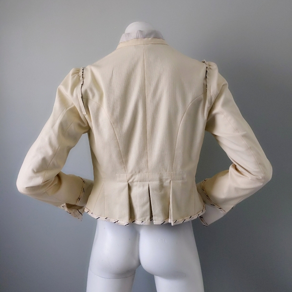 Vintage🎉 HP🎉 1990s CHLOE Ivory Origami Pleated Victorian Blazer 40 S - Picture 7 of 8
